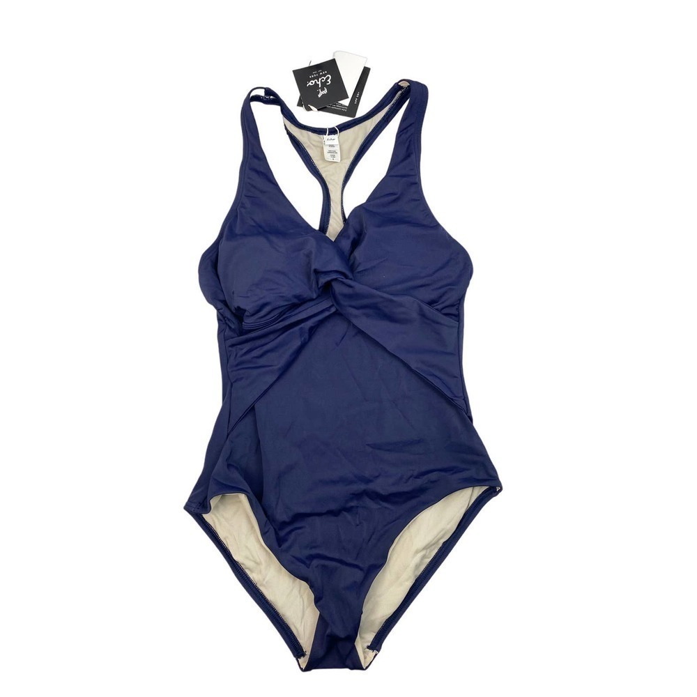 NEW Echo Design Navy Women's Solid Halter Back One Piece Swimsuit 2